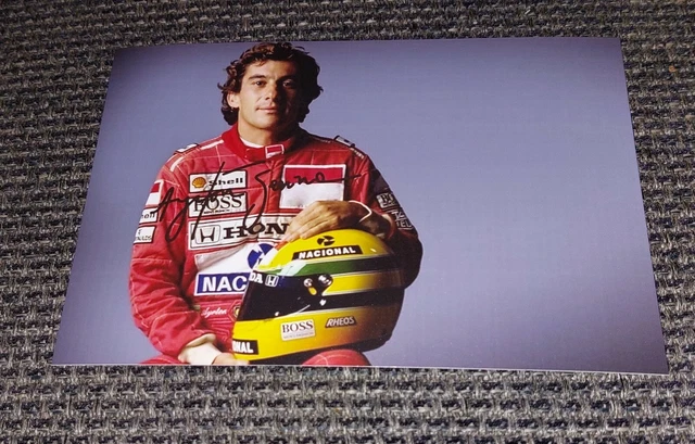 AYRTON SENNA (BRAZIL) # FERRARI / McLAREN F1 6x4 SIGNED PHOTOGRAPH