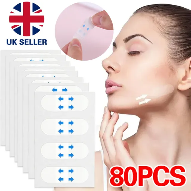 80Pcs Set Face Lift Stickers Instant Face Neck and Eye V Shape Tape Anti Wrinkle