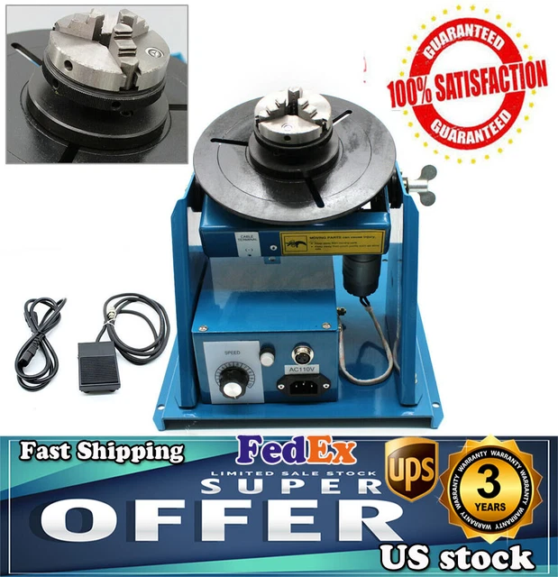 10KG 110V Rotary Welding Positioner Turntable Timing 220mm Chuck Foot Switch TOP