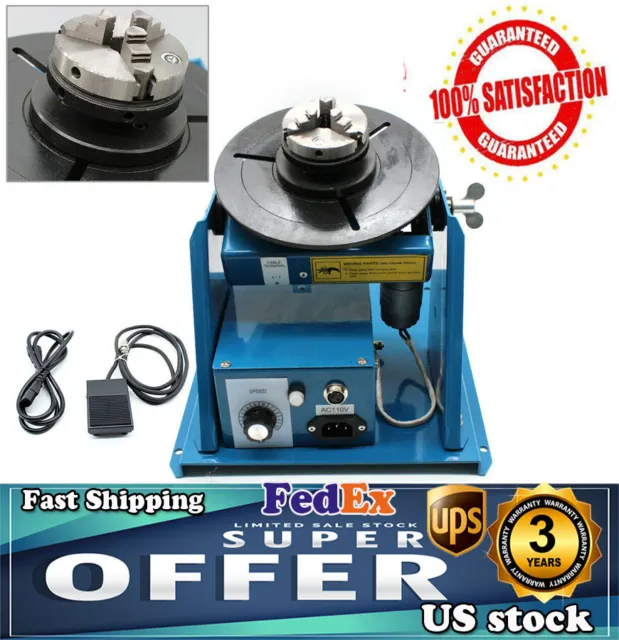 2.5" Rotary Welding Positioner Turntable Table 3 Jaw Lathe Chuck 2-10RPM Tables