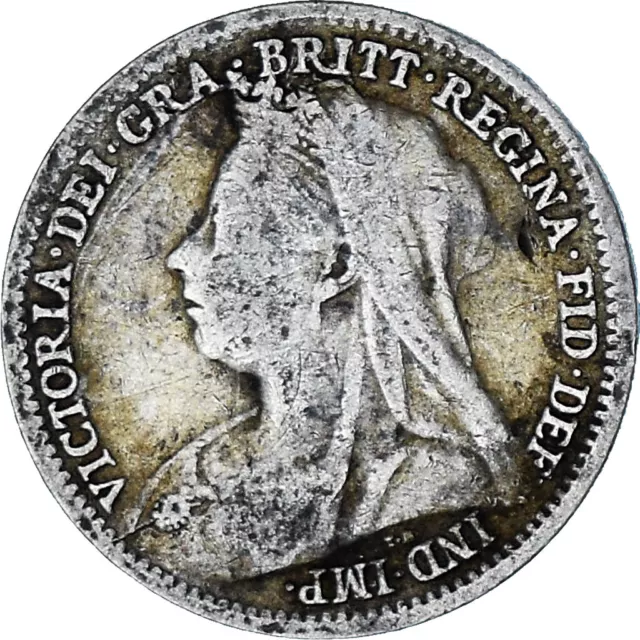 [#849979] Münze, Großbritannien, Victoria, 3 Pence, 1900, S+, Silber, KM:777