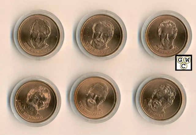 1982 Calgary Flames Dollars - Set of 6 Bronze Dollar Coins (OOAK)