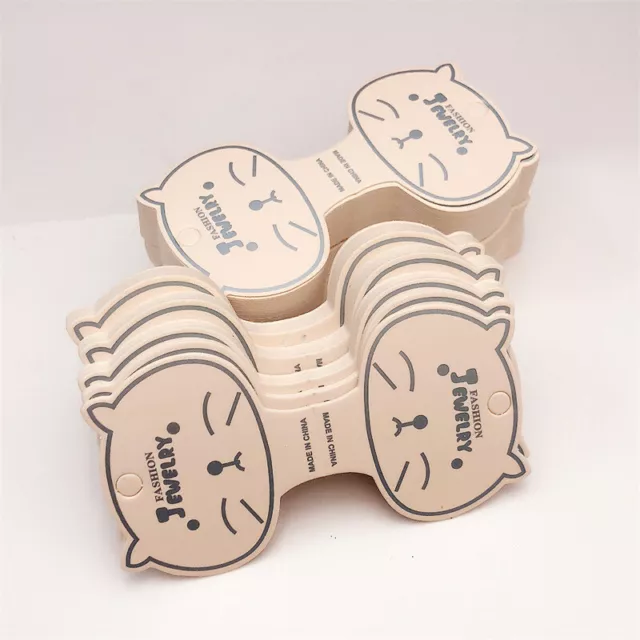50pcs Cat Face Kraft Paper Packing Tag Cards Handmade Hair Jewelry Display St JW