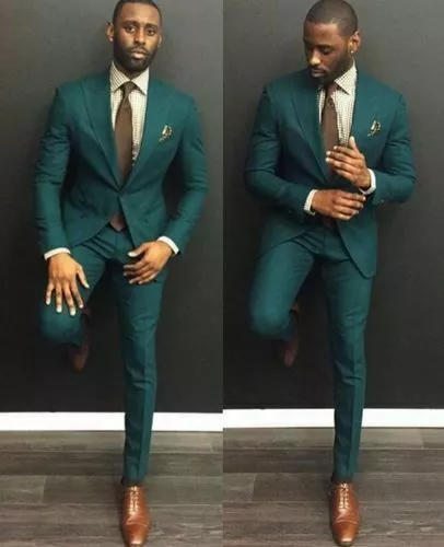 MEN'S DARK GREEN Wedding Suits 3 Piece Groom Tuxedos Formal Slim Fit Party  Suits $68.81 - PicClick