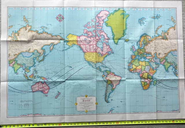 thumbnail image 2 of Flat Earth Map – Polar Azimuthal Equidistant Projection – 1943 WWII Style Poster 20x30 2 of 6