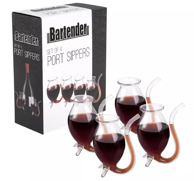 Port Sippers Set 4 Glass Decanter Gift Boxed White Red Wine Pipe Liqueurs Sipper