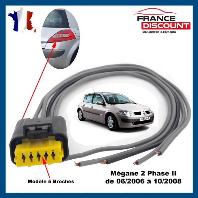 Kit De Réparation Connecteur Faisceau Feu Arrière - Compatible Renault Megane 2 Phase 2 - Lot De 2 Kits Partsline - Fabriqué En France