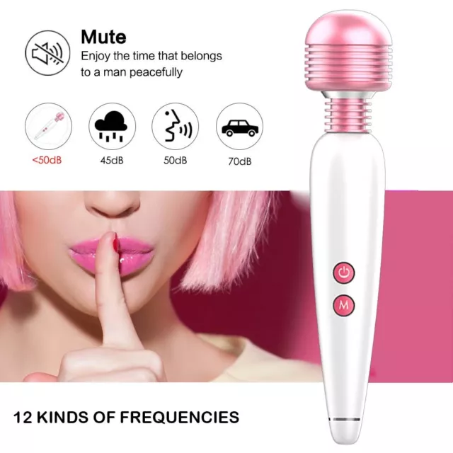 USB Rechargeable-12 Speed-Magic-Wand-Vibrator-Vibrating-Dildo-Body-Massager