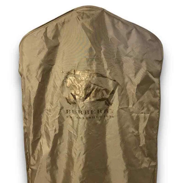 Burberry Garment Bag Suit Coat Clothes Dust Cover Travel Carrier Zipper Gold Tan 2