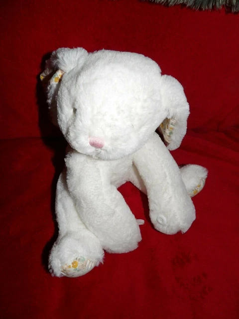 Doudou Peluche Maisons du Monde Lapin Assis Blanc Oreilles Fleurs