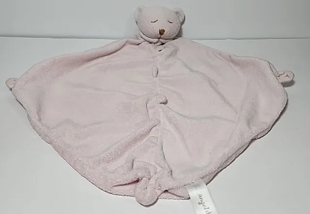 Angel Dear Pink Sleeping Bear Lovey Security Blanket Plush Tied Feet