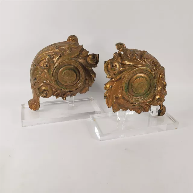 PAIR Genuine French Architecture Antique Bronze Ormolu Cornice Mounts on Stands