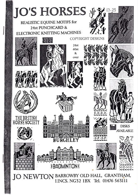 Libro de patrones de tejido a máquina Jo's Horses diseños vintage con motivos de caballo Jo Newton