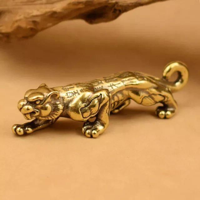 Solid Brass Tiger Figurines Statue Animal Figurines Tiger Keychains Pendant Gift