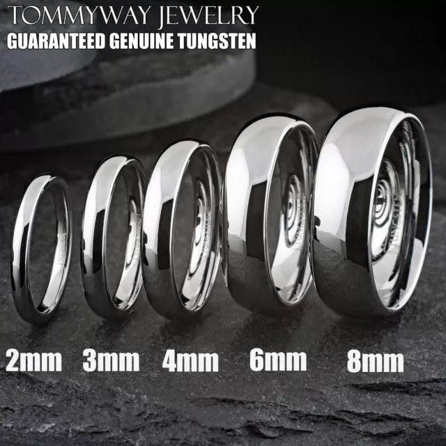 Tungsten Carbide Silver Polished Plain Wedding Band Ring 2mm 3mm 4mm 6mm 8mm