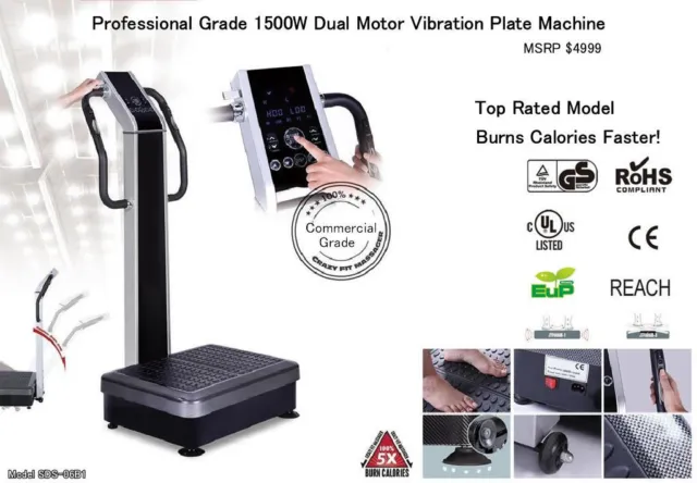 New Dual Motor 1500w Vibration Vibe Plate Exercise Cardio Machine Massager