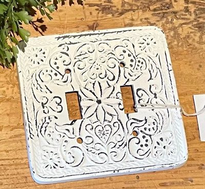 VTG-Farmhouse Shabby Chic Cast Iron Dual Toggle Light Switch Wall Plate Cover