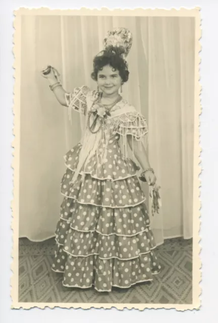 BP577 Carte Photo vintage card RPPC Enfants Childs jeune fille robe dress