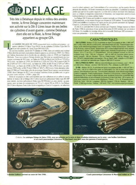 PUBLICITÉ DE PRESSE 1930 TROIS VOITURES DELAGE LA D.8 LA D.6 ET LA 14