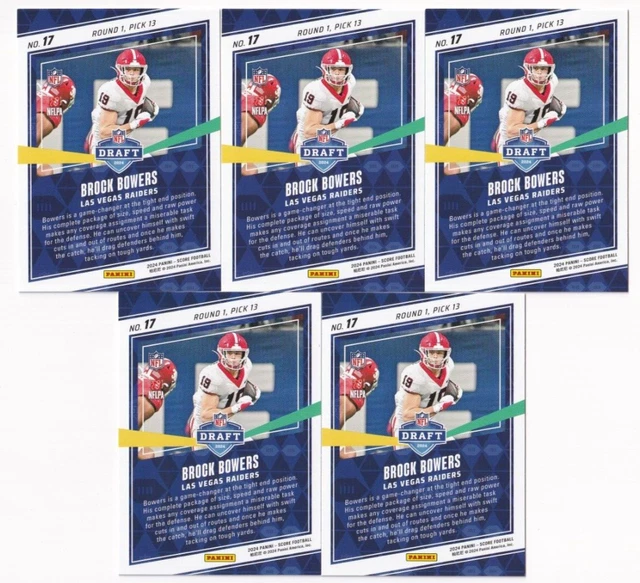(5) BROCK BOWERS 2024 SCORE 2024 NFL DRAFT ROOKIE INSERT LOT 10