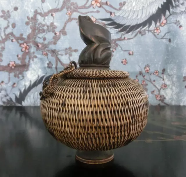 antike Schatulle Schmuckkästchen Schmuck Dose aus Rattan und Holz Indonesien