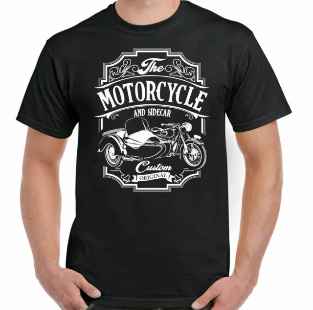 Moto & Sidecar T-Shirt Hommes Drôle Motard 3 Roues Vélo Moto Indien Haut