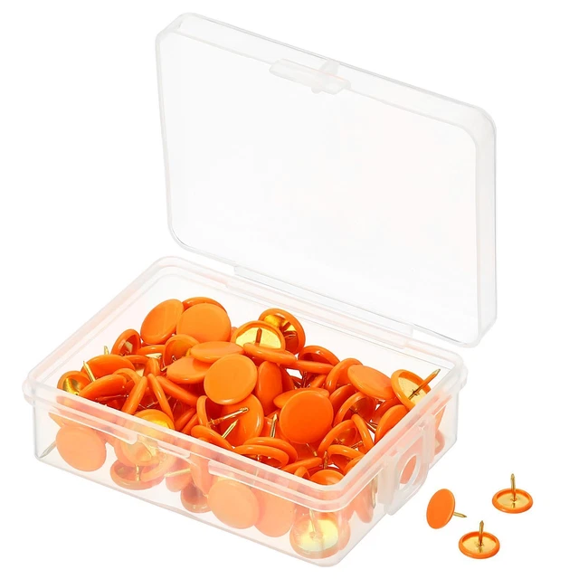 Pressione Spille,100pz Plastica Rotondità Oro Acciaio Punta,Arancione