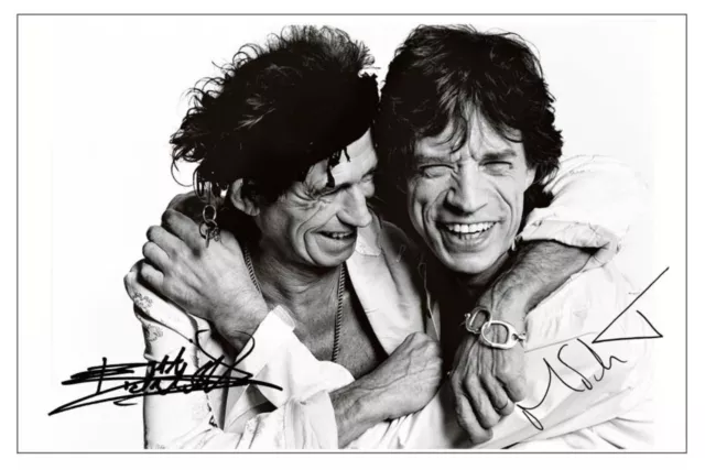 Mick Jagger & Keith Richards Rolling Stones Autogramm Foto signiert Druck 13x19