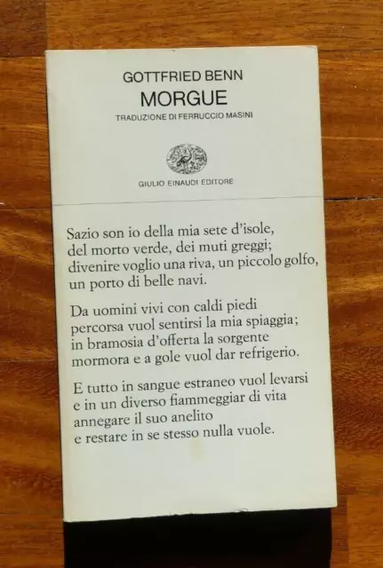 Gottfried Benn- Morgue- Einaudi Poesia-Seconda Edizione 1975