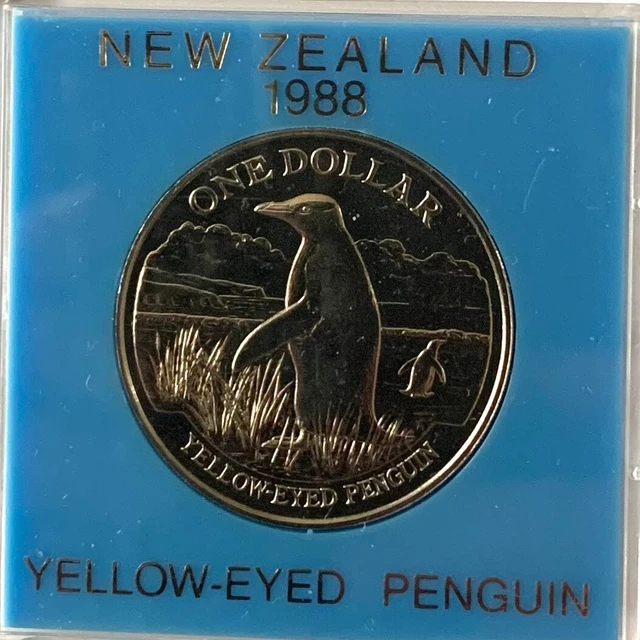 NEW ZEALAND One Dollar 1 1988, (YellowEyed Penguin) , CUNI, RARE £11