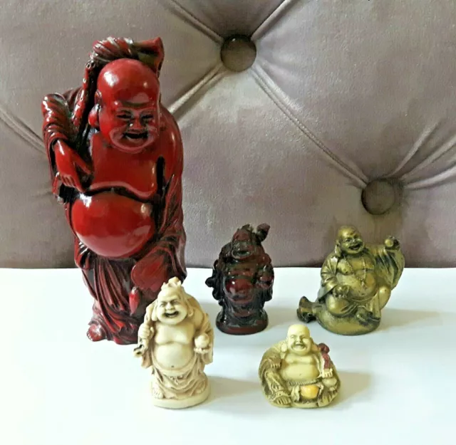 Past Times 5 x Laughing/Lucky Buddha Maitreya Ornaments Mixed Designs.