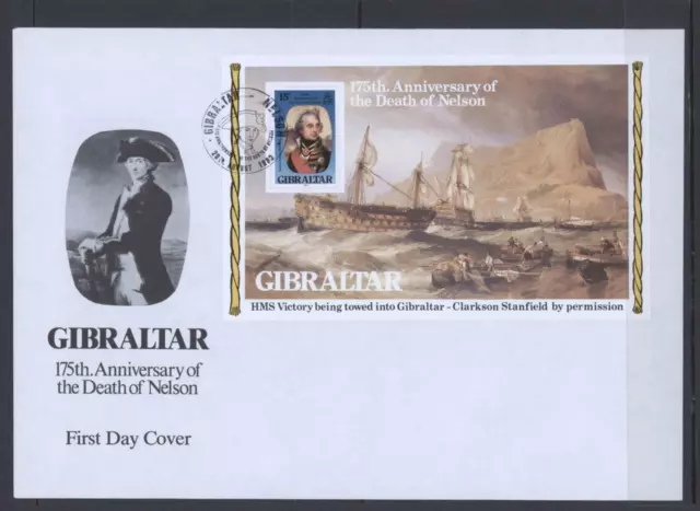 Gibraltar 1980 SG MS 441 Nelson Death Anniversary Ships FDC