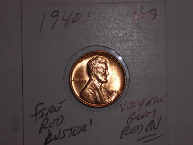 1940 S Lincoln Cent Nice Gem Red Bu Wheat Penny 1940S Coin Lot #9 Gem Red Unc