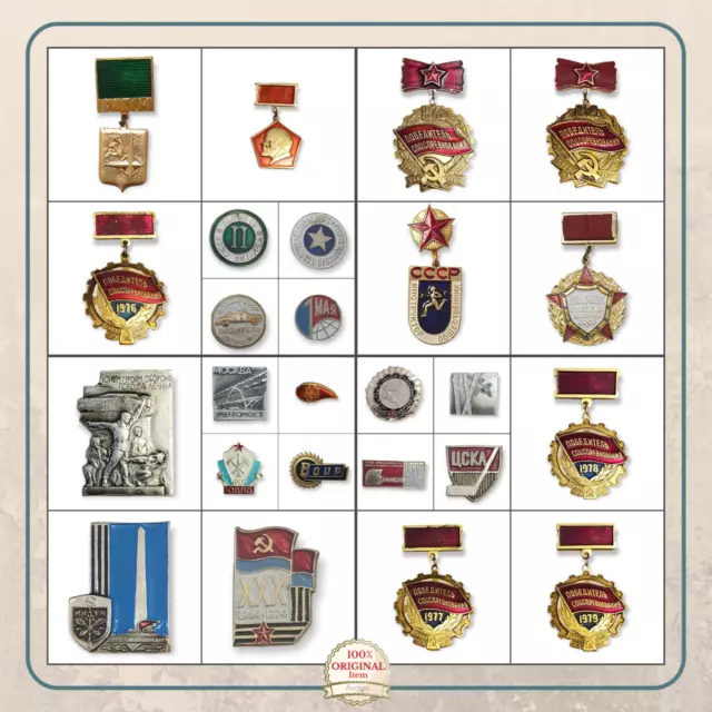 Grande collezione di 100 medaglie e spille della Russia sovietica (URSS)... 2