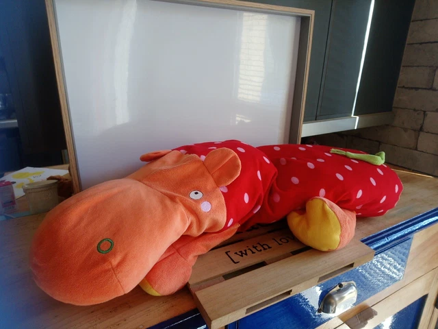 PELUCHE DOUDOU HIPPOPOTAME orange rouge pois jaune 75 cm Ikea
