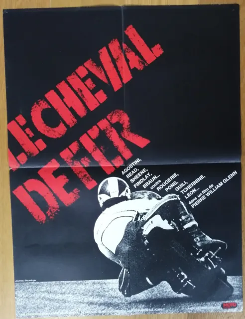 CHEVAL DE FER affiche cinema originale 80x60 moto course '74 agostini