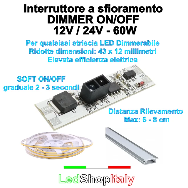INTERRUTTORE PER STRISCE LED 12V-24V ON OFF CONNETTORE JACK Maschio Femmina - Foto 10