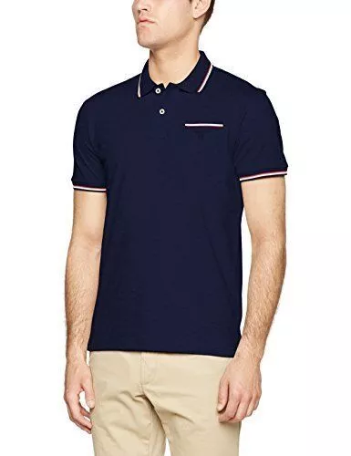 New Gant Men's Polo T-shirt's Tipping Pique SS Rugger Evening Blue RRP $120