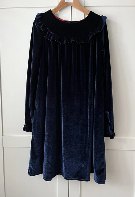 mini boden girls age 11-12 years party dress navy blue velvet