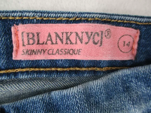 BlankNYC Jeans Youth 14 Blue Denim Skinny Floral Embroidered Womens 26x27 3