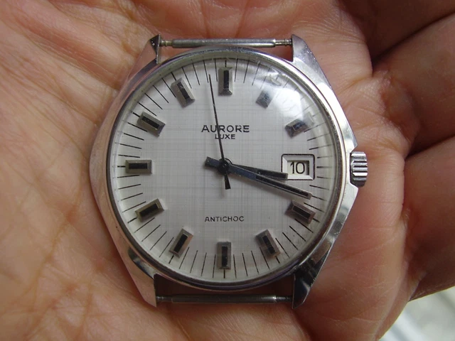 Montre Vintage HENO Quartz Suisse Années 70 - Neuf De Stock - Acier Inoxydable, Cuir, Doré