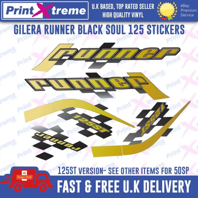 Gilera Runner 125 ST new shape stickers black soul, Gold/black Decals