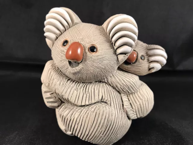 Stone Critters Carved Koala Bear Momma & Baby Statue Figurine