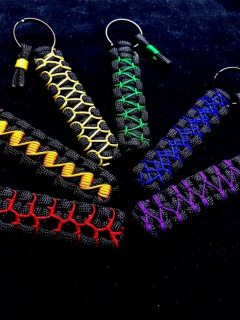 Keyring Paracord Stitched Cobra Handmade Colours choice