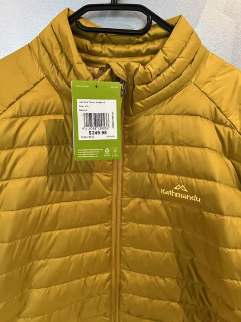 Kathmandu Heli Mens Down 600 Fill Puffer Jacket Mustard Yellow Light Travel Xxl