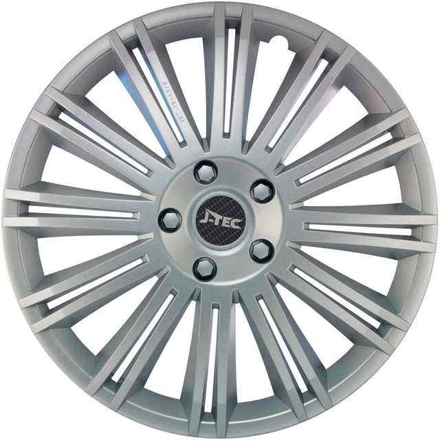 J-Tec Copricerchi 15 Pollici Rosso/Argento/Nero – Plastica ABS, Facili Da Montare, Per Personalizzare L'Auto