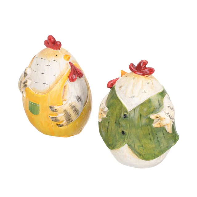 Easter Rooster Ornament 1 paar Figur Ostern Ei Spielzeug Paar Huhn Statue Set