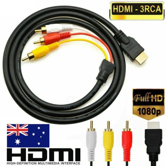 HDMI Male Video to 3 RCA AV Audio Cable Cord Adapter for TV/HDTV/DVD (5Ft/1.5m)