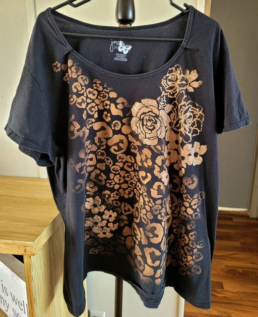 JMS Just My Size 4X 4XG 4XL Tee Tshirt Top Shirt Blouse Cheetah Rose Leopard...