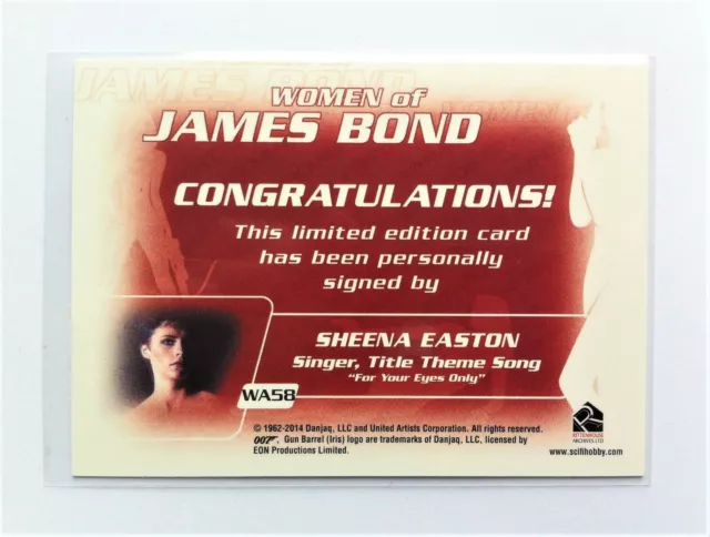 James Bond Archives 2014 WA58 Sheena Easton Women Of Bond Autograph Card 2